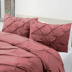 Luxury Satin Pintuck Duvet Cover Set - Mauve