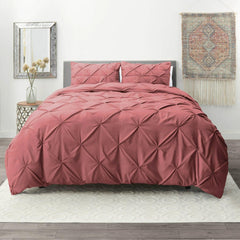 Luxury Satin Pintuck Duvet Cover Set - Mauve