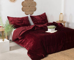 Luxury Velvet Duvet Cover Set - Maroon