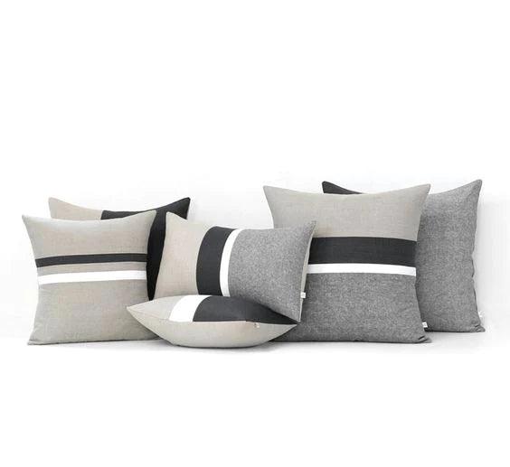 Mono Grey And Black Jute Cushions - Pack Of 6