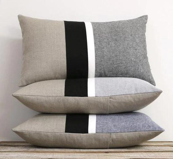 Mono Grey And Black Jute Cushions - Pack Of 3