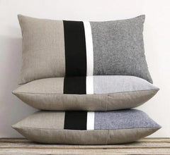 Mono Grey And Black Jute Cushions - Pack Of 3