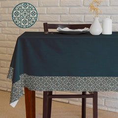 Elegant Cotton Table Cover with Mosaic Edge