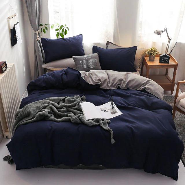 Plain Dyed Reversible Cotton Duvet Cover Sets