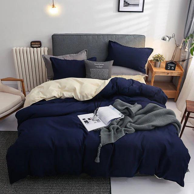 Plain Dyed Reversible Cotton Duvet Cover Sets