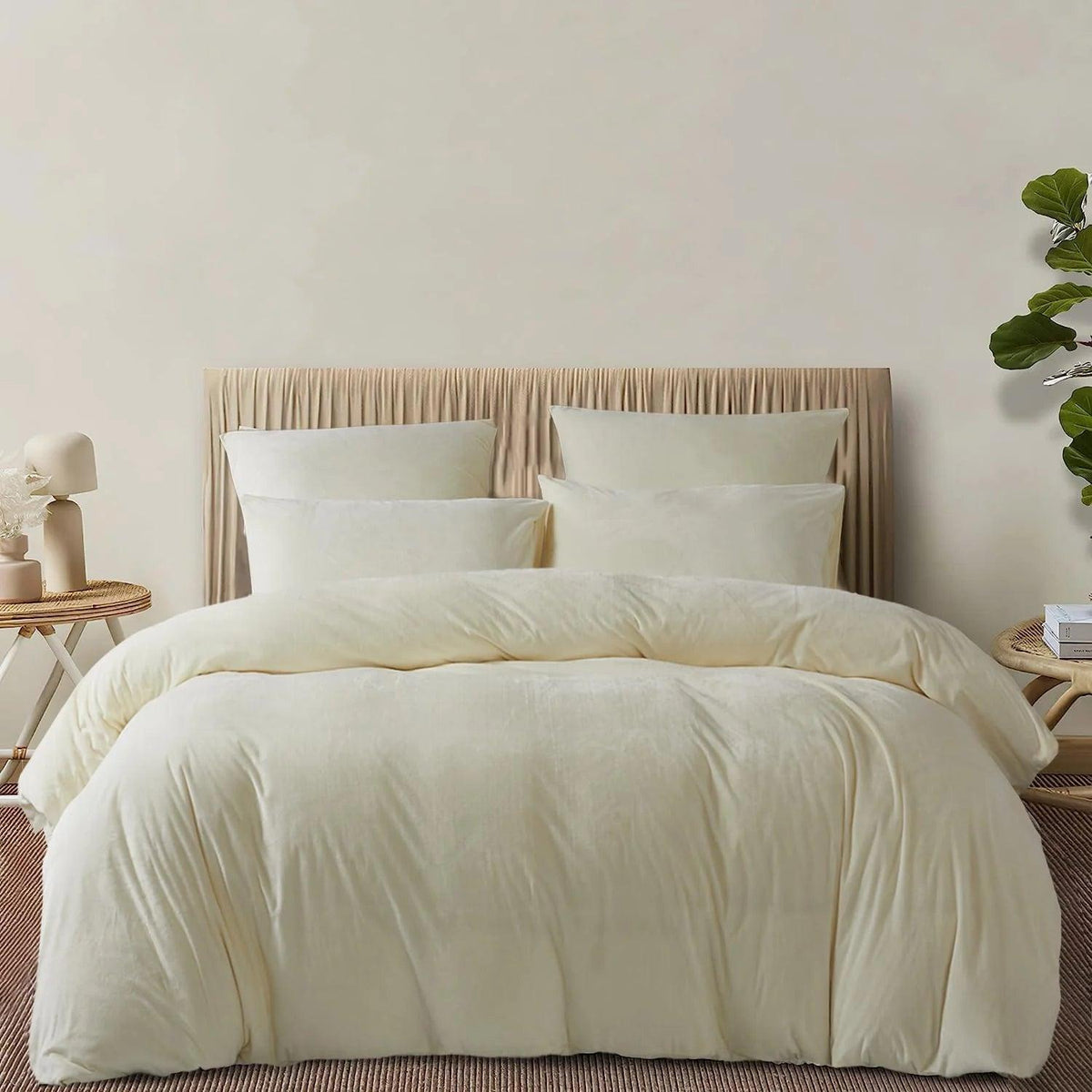 Luxury Velvet Duvet Cover Set - Off White