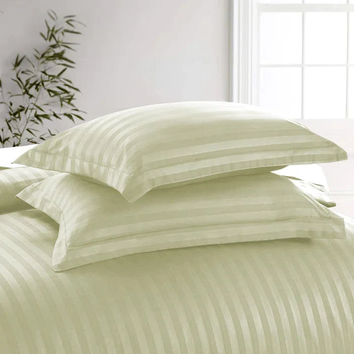 Cotton Satin Stripe Duvet Cover Sets Off White