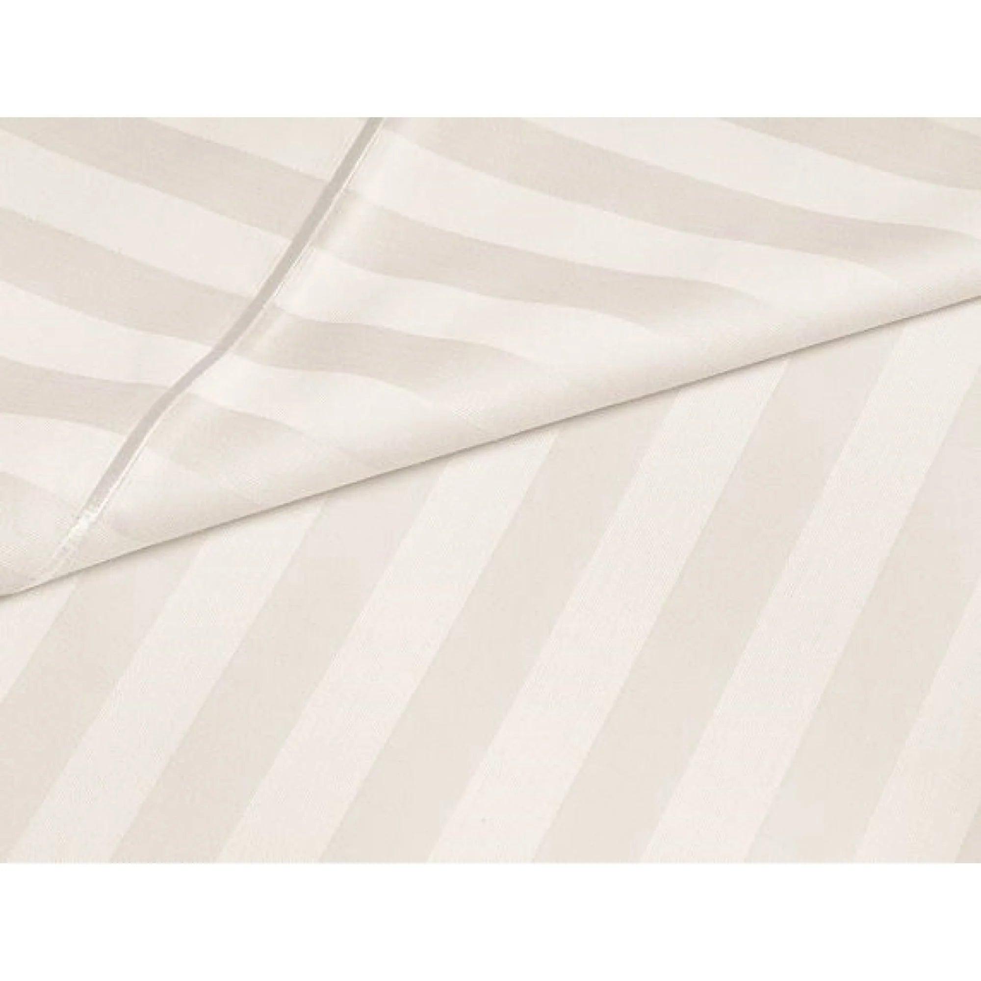 Luxury Strip Satin Bed Sheet Set - Off White