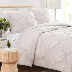 Luxury Satin Pintuck Duvet Cover Set - Off White