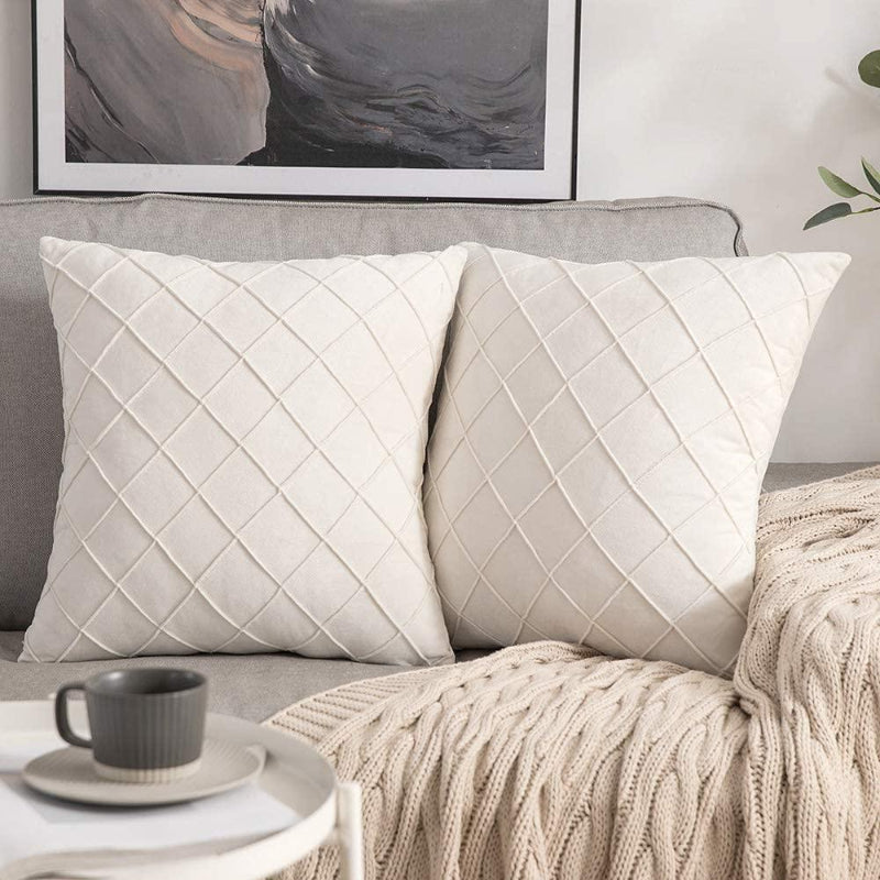 Velvet Pinch Pleated Cushion Covers - 2 Pcs Set