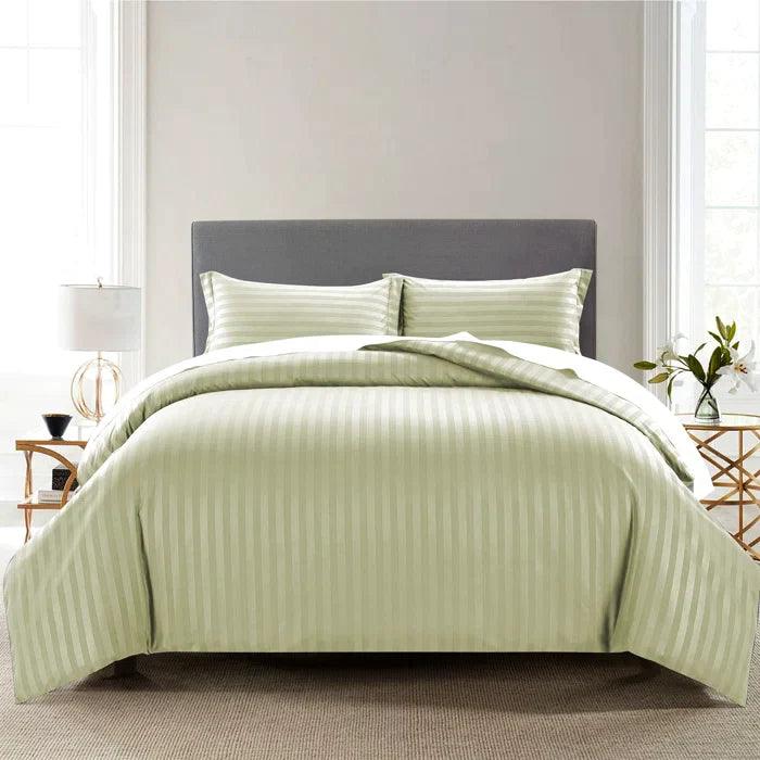 Cotton Satin Stripe Duvet Cover Sets Off White