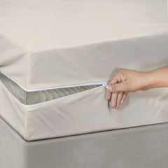 Cotton Zipper Mattress Cover - Off White