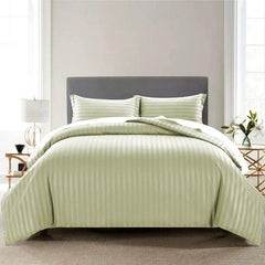 Cotton Satin Stripe Duvet Cover Sets Off White