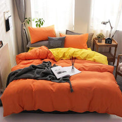 Plain Dyed Reversible Cotton Duvet Cover Sets