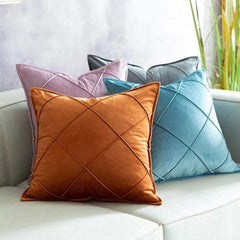 Cross Pleated Velvet Cushion Covers - 1 Pc