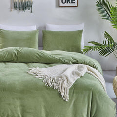 Luxury Velvet Duvet Cover Set - Parrot Green