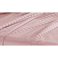 Luxury Strip Satin Bed Sheet Set - Pink