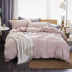 Plain Dyed Duvet Cover Set-Pink Mocha