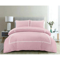 Embroidered Luxury Duvet Set- Pink With White 3 Baratta Stitch