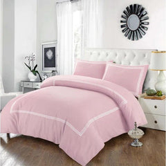 Embroidered Luxury Duvet Set- Pink With White 3 Baratta Stitch