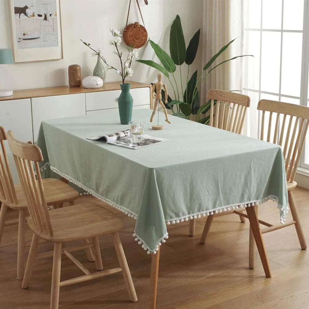 Pompoms Stitching Table Cover - Sage Green