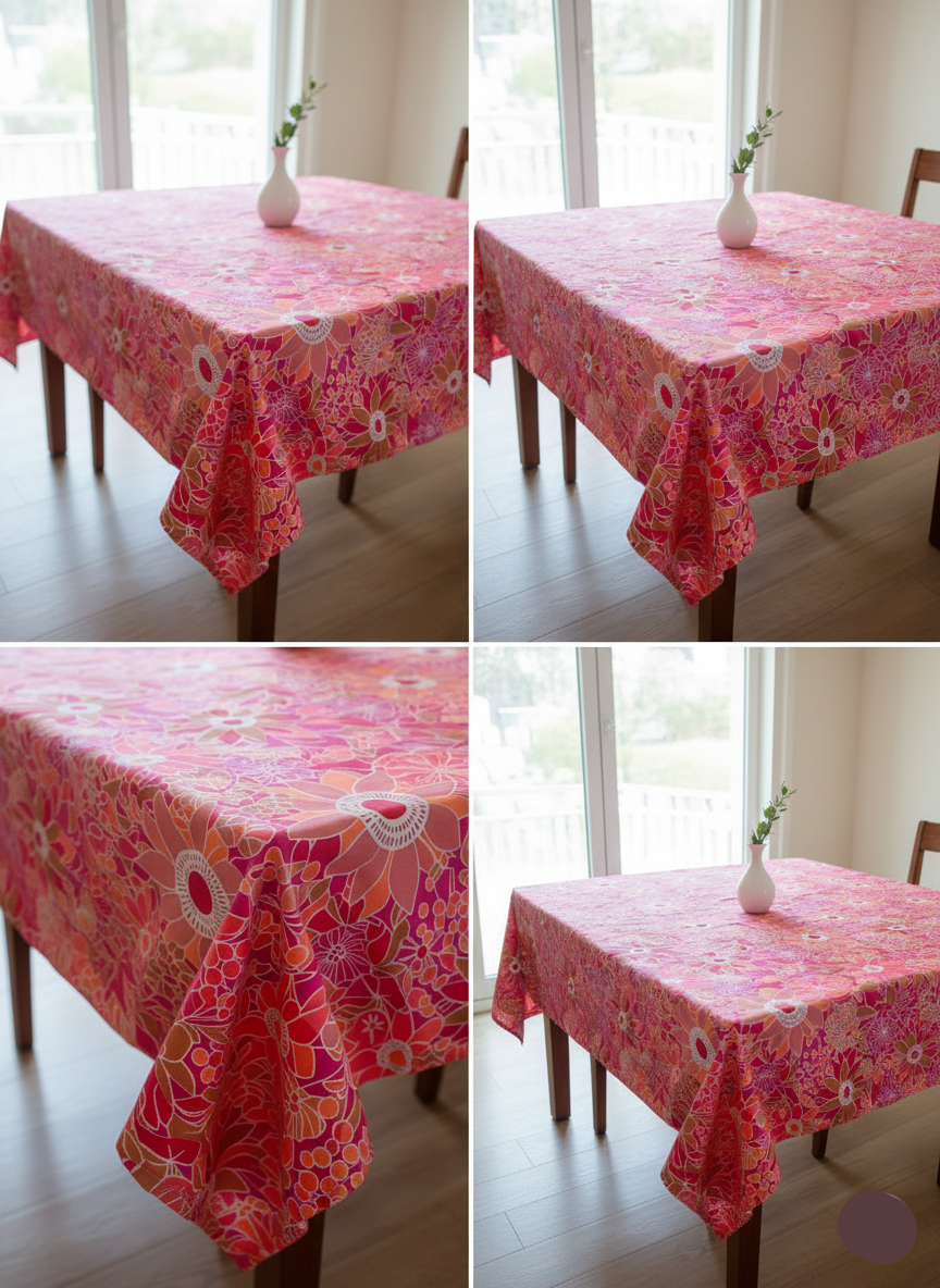 Printed Cotton Duck Table Cover-Pink Vibrant Floral