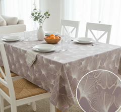 Printed Cotton Satin Table Cover- Ginkgo Leaves