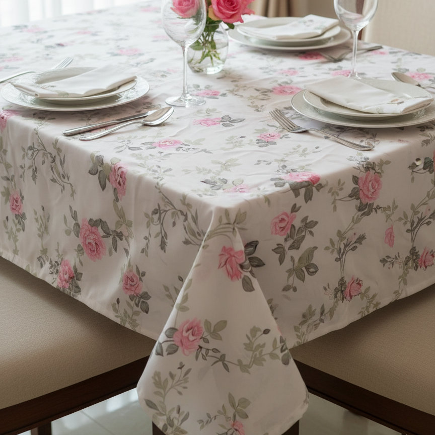 Printed Cotton Table Cover- Heritage Rose