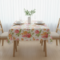 Printed Cotton Table Cover- Rose Vintage Floral Garden