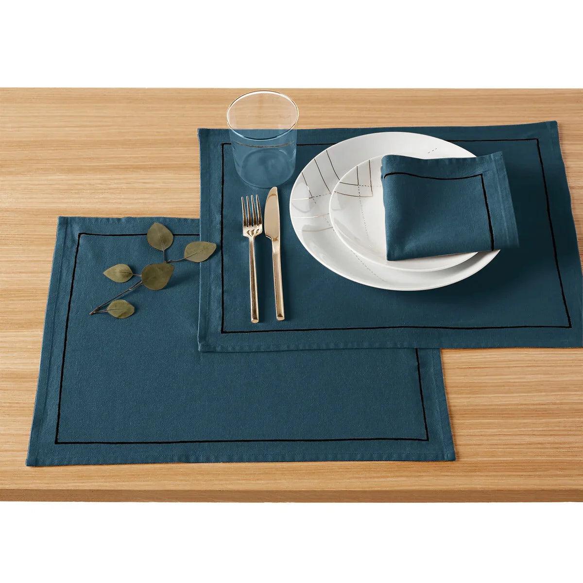 Cotton Dinning Set With Barrata - Prussian Blue