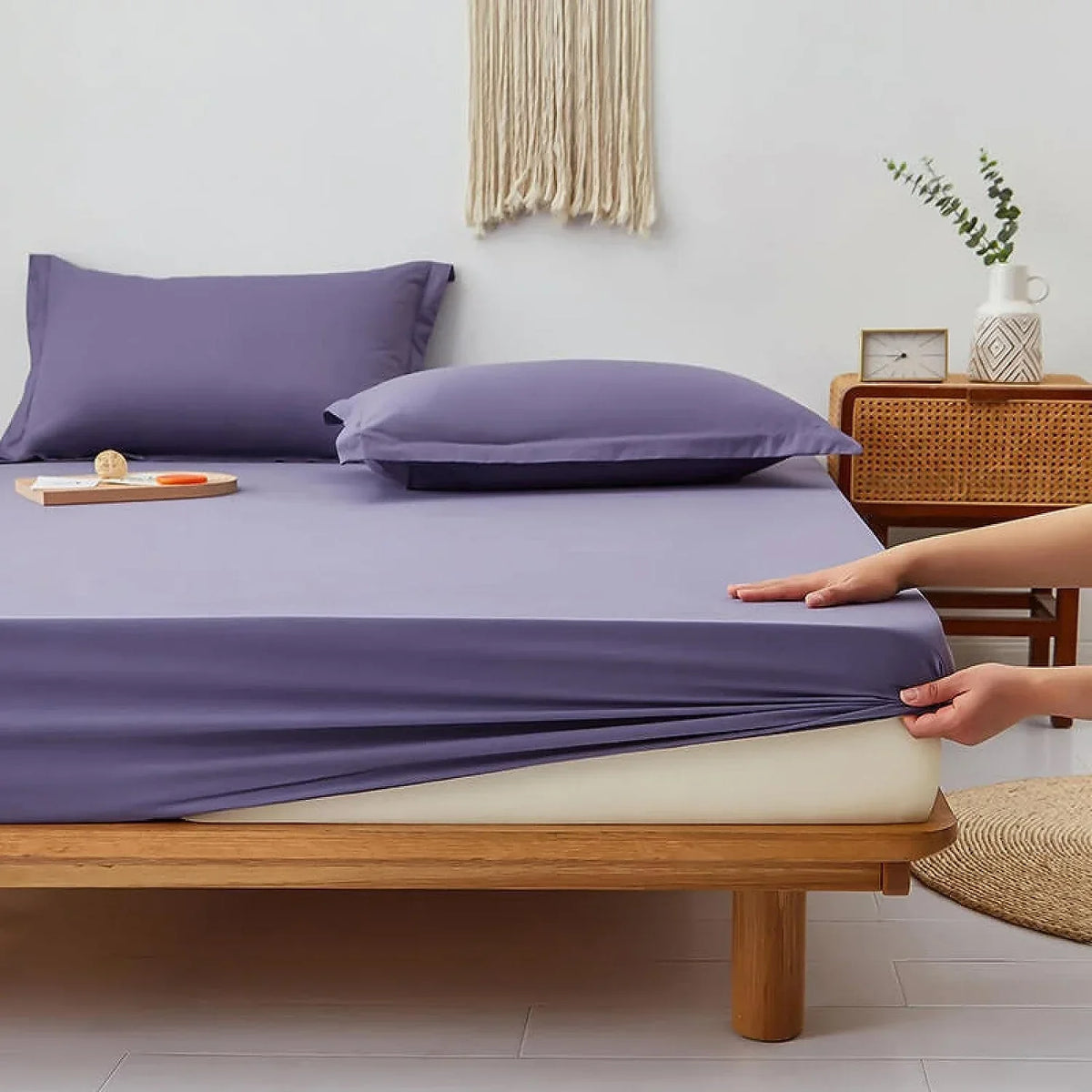 Purple Egyptian Cotton Fitted Sheet Set