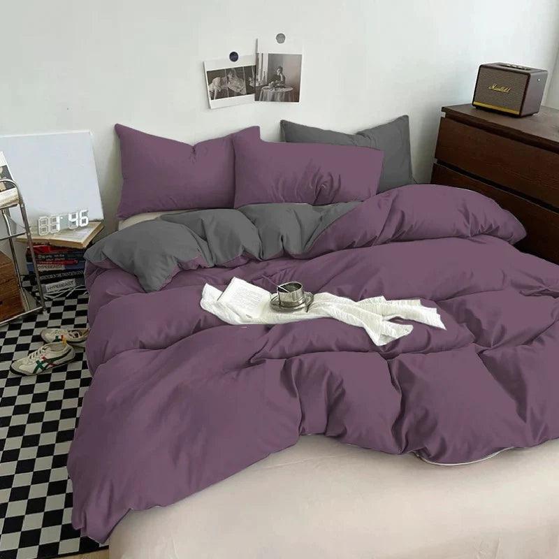 Plain Dyed Reversible Cotton Duvet Cover Sets