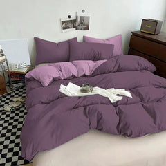 Plain Dyed Reversible Cotton Duvet Cover Sets