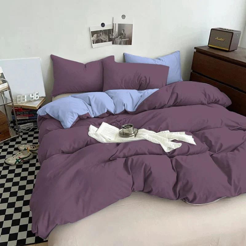 Plain Dyed Reversible Cotton Duvet Cover Sets