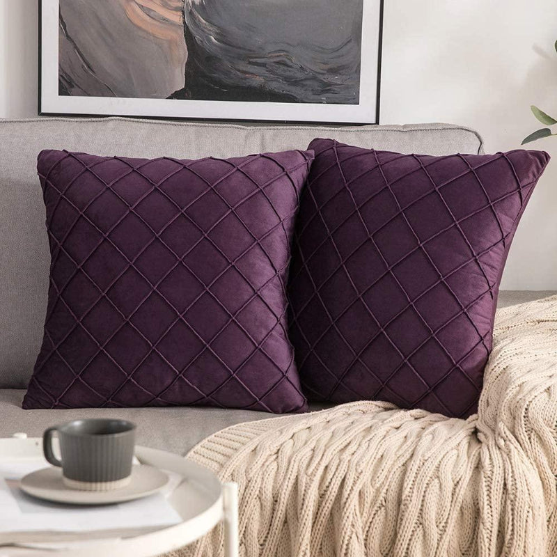 Velvet Pinch Pleated Cushion Covers - 2 Pcs Set