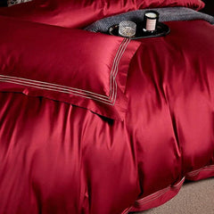 Embroidered Luxury Duvet Set-Red