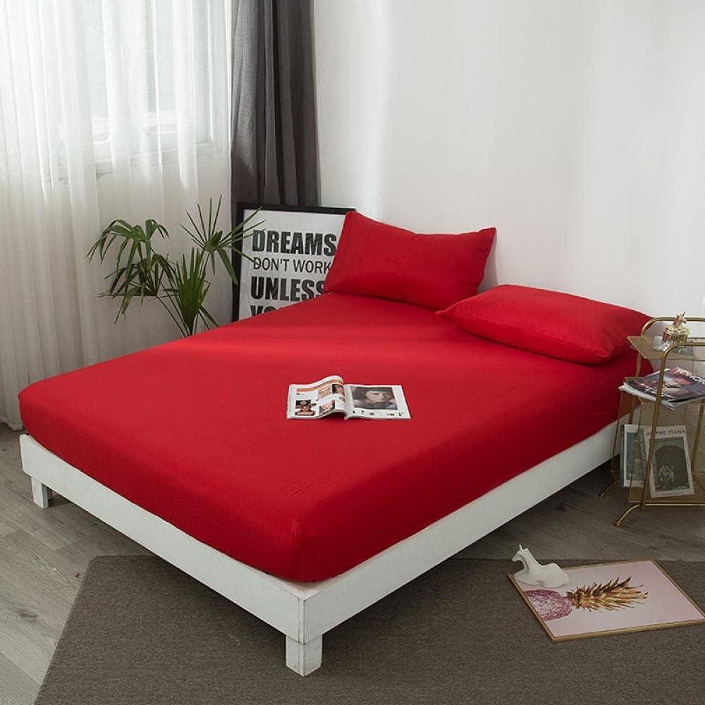 Cotton Fitted Bed Sheet with Pillows-Red