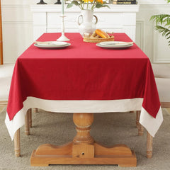 Decorative Tablecloth - Red With White Bordered
