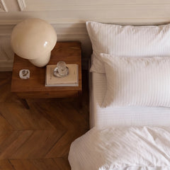 Satin Elegance Stripe Duvet Cover Set - Snow White