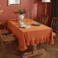 Flounce Stitching Cotton Table Covers-Orange