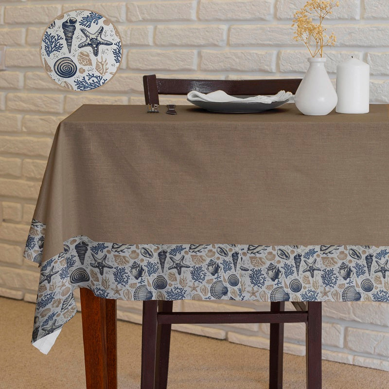 Elegant Cotton Table Cover with Sea Shell Edge