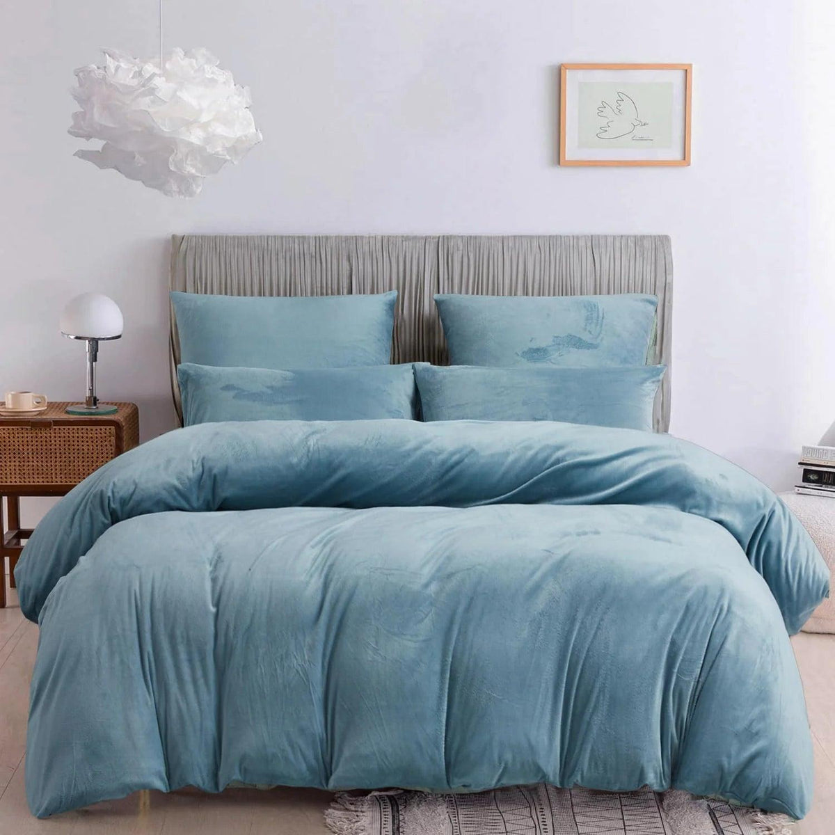 Luxury Velvet Duvet Cover Set - Sky Blue