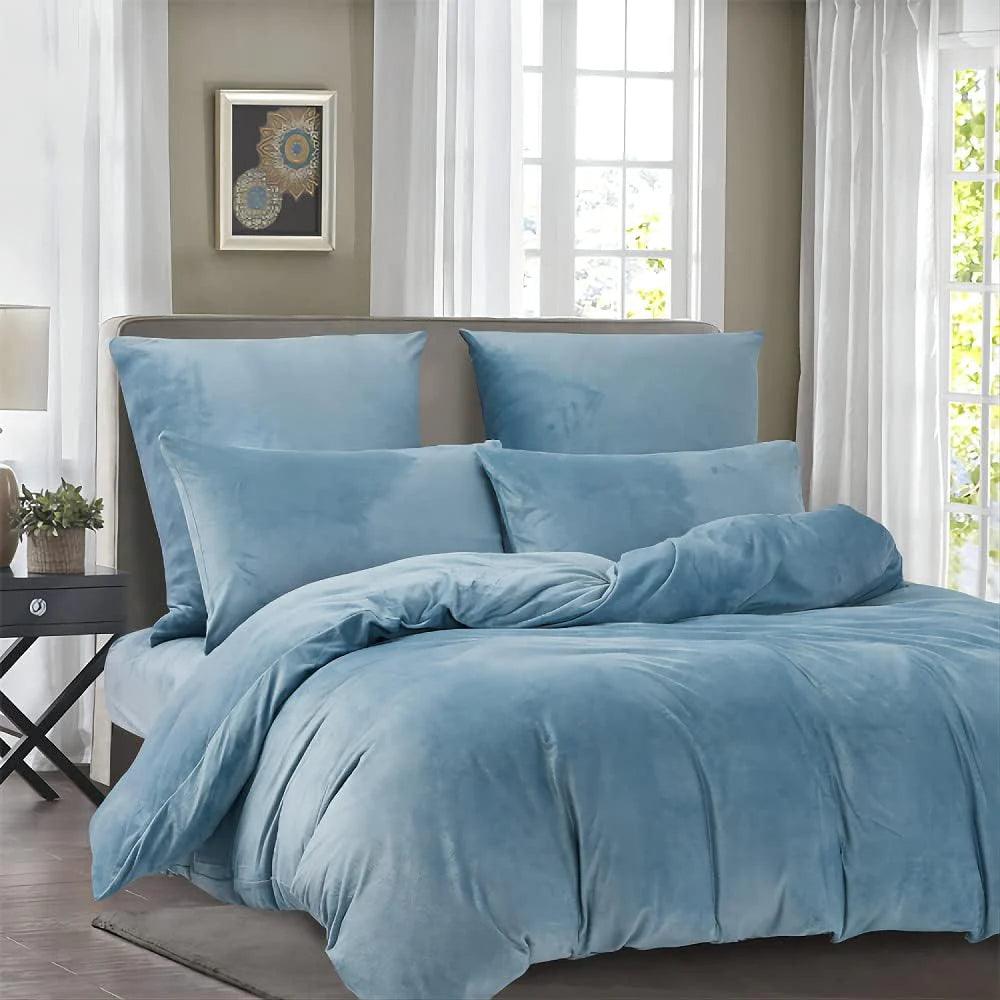 Luxury Velvet Duvet Cover Set - Sky Blue