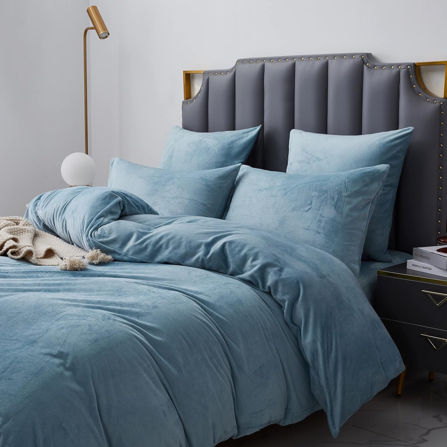 Luxury Velvet Duvet Cover Set - Sky Blue