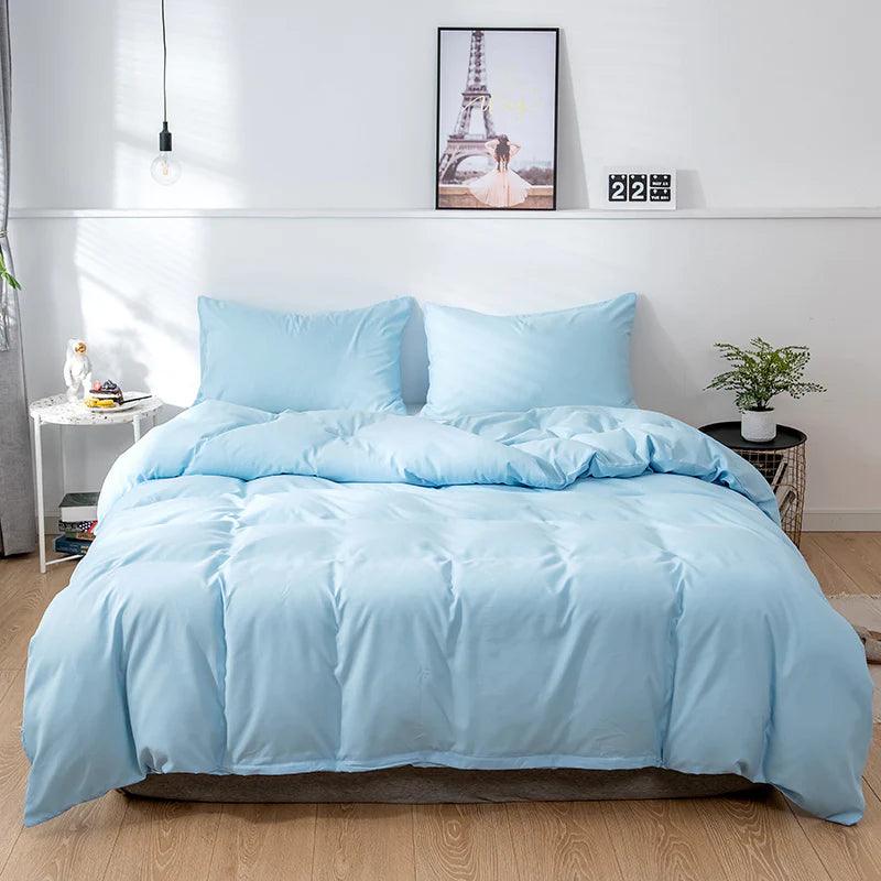 Plain Dyed Duvet Cover Set-Sky Blue