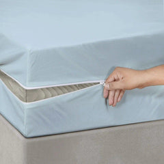 Cotton Zipper Mattress Cover - Sky Blue