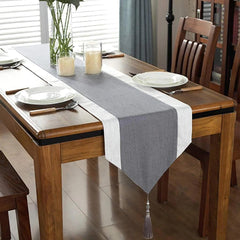 Jute Table Runner - White And Grey