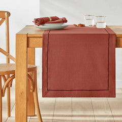 Cotton Table Runner With Baratta - Rust