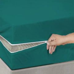 Cotton Zipper Mattress Cover - Teal Green