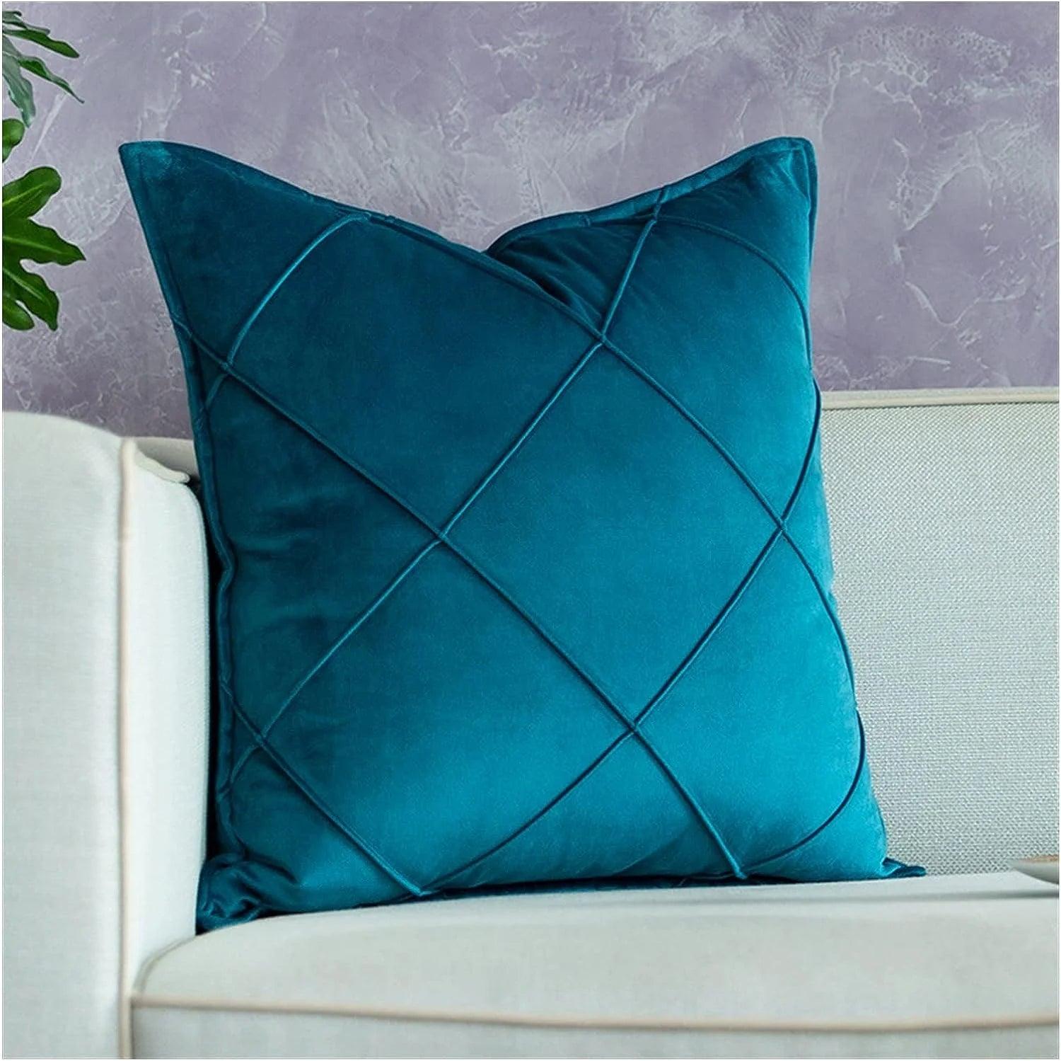 Cross Pleated Velvet Cushion Covers - 1 Pc